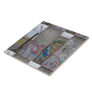 Berlin Wall graffiti art Tile