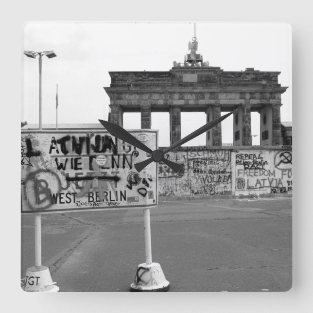 Berlin Wall West Germany 1989 Square Wall Clock (Front)