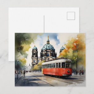 Berlin watercolor art postcard