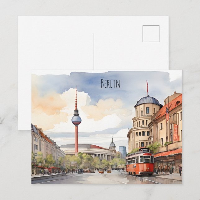 Berlin watercolor art postcard (Front/Back)