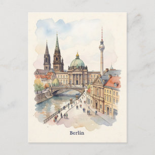 Berlin watercolor art postcard