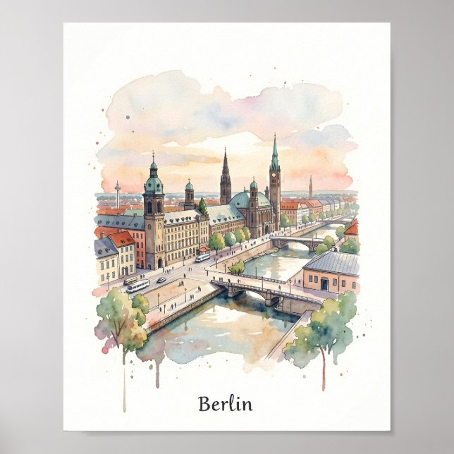 Berlin watercolor art poster (Front)