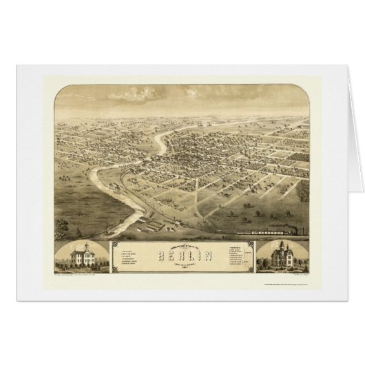 Berlin, WI Panoramic Map - 1867 Cards (Front Horizontal)