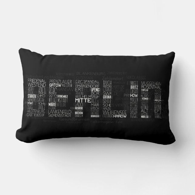 Berliner Ortsteile Word Art, Berlin Neighborhoods  Lumbar Pillow (Front)