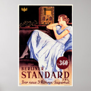 BERLINER STANDARD Radio Advert Austrian Vintage Poster