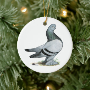 Berliner Tumbler Pigeon Blue Bar Ceramic Ornament