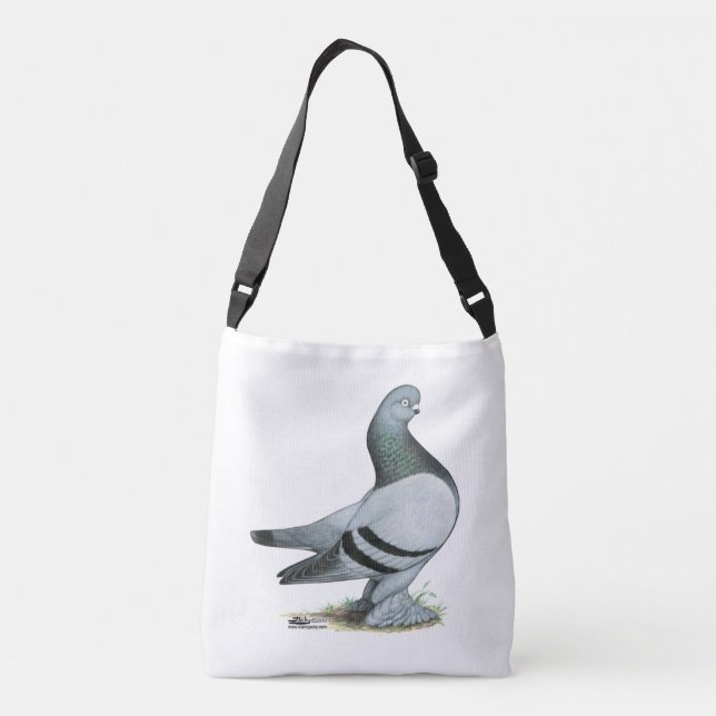 Berliner Tumbler Pigeon Blue Bar Crossbody Bag (Back)