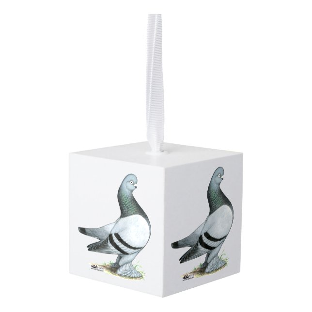 Berliner Tumbler Pigeon Blue Bar Cube Ornament (Back Angled)