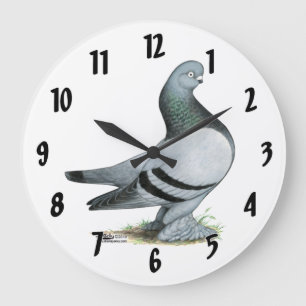 Berliner Tumbler Pigeon Blue Bar Large Clock