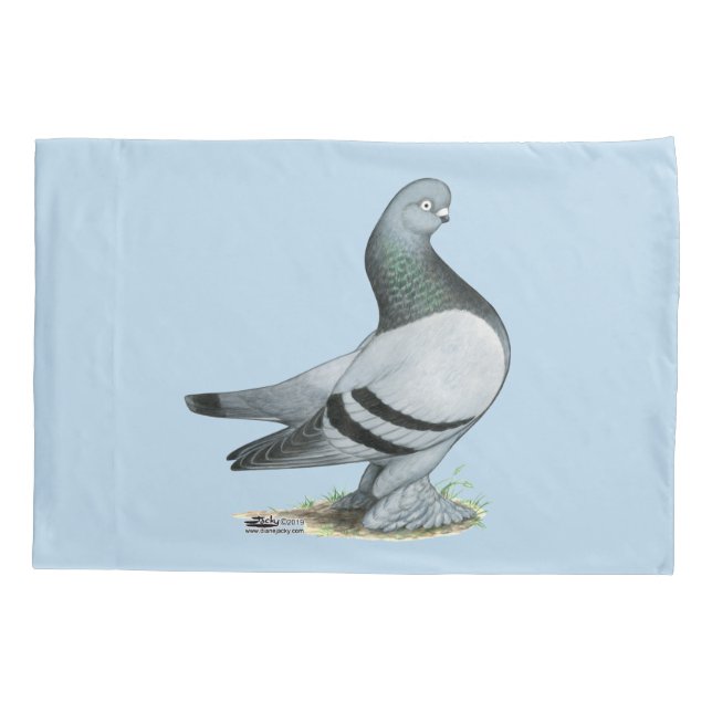 Berliner Tumbler Pigeon Blue Bar Pillow Case (Back)