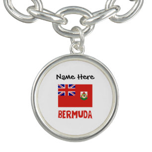 Bermuda and Bermudian Flag Personalized Charm Bra Bracelet