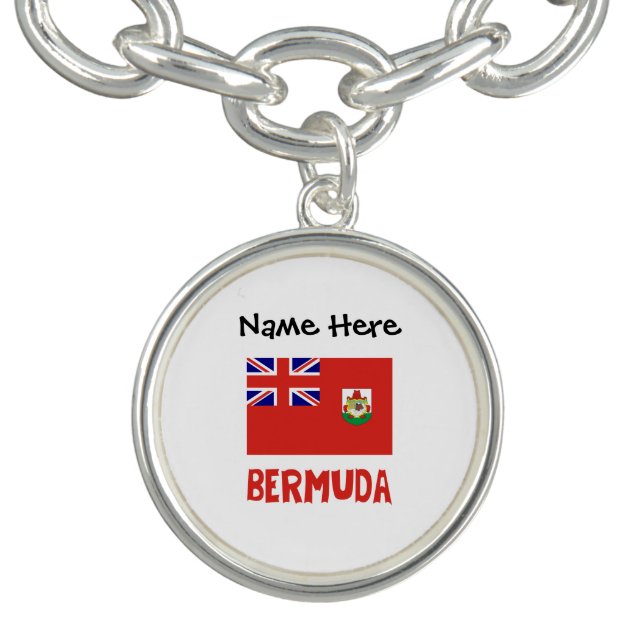 Bermuda and Bermudian Flag Personalized  Charm Bra Bracelet (Design)