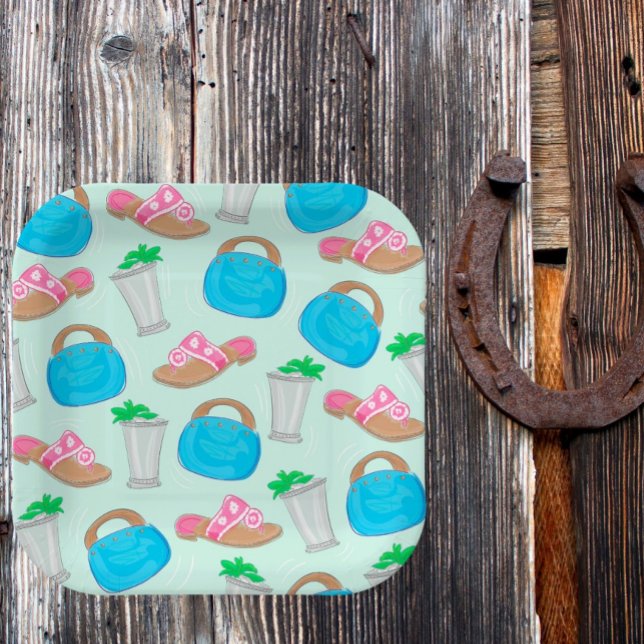 Bermuda Bag Sandals Mint Julep Preppy Paper Plates (Creator Uploaded)
