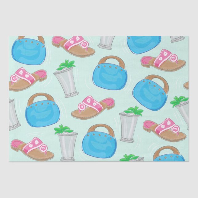 Bermuda Bag Sandals Mint Julep Preppy Tissue Paper (Front)