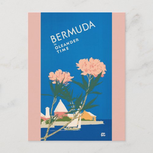 Bermuda Beach Retro Vintage Travel Poster Postcard