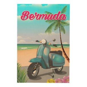 Bermuda Beach Scooter travel poster