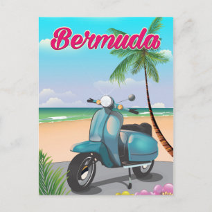 Bermuda Beach Scooter travel poster Postcard