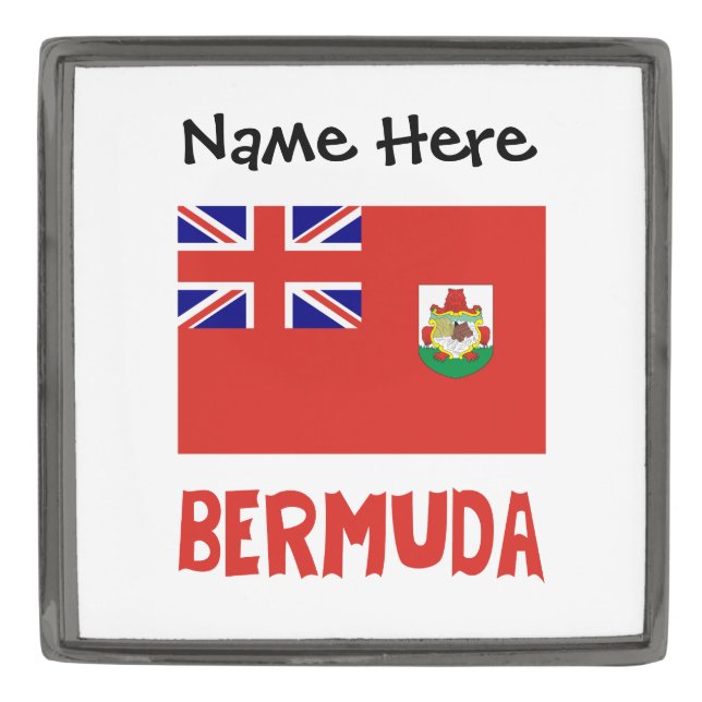 Bermuda Bermudian Flag Personalized Name Gunmetal Finish Lapel Pin (Front)