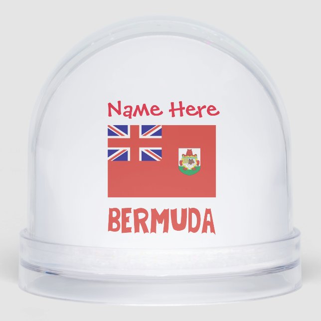 Bermuda Bermudian Flag Red Personalized Snow Globe (Front)