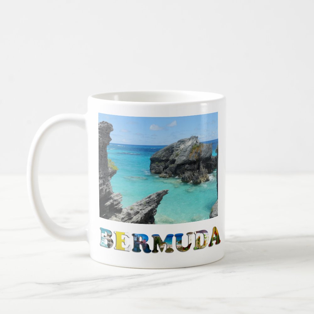 Discover Bermuda Blue Ocean Rocky Beach Travel Custom Photo Coffee Mug