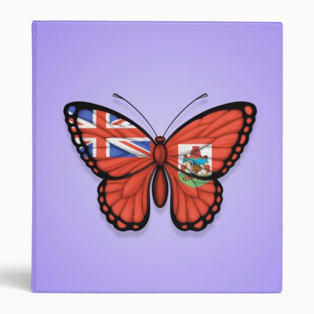 Bermuda Butterfly Flag on Purple 3 Ring Binder (Front)