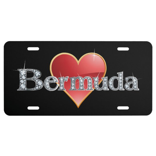 Bermuda Faux-"Diamond" Bling License Plate (Front)