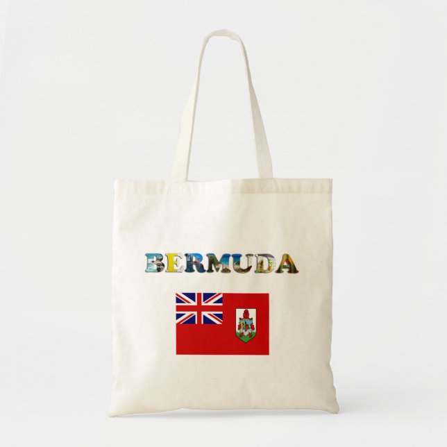 Bermuda Flag and Tropical Beach Photo Tote Bag (Front)