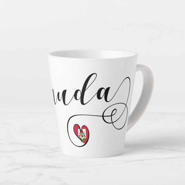 Bermuda Flag In A Heart Latte Mug (Right Angle)