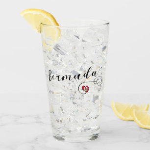 Bermuda Flag In Heart Glass