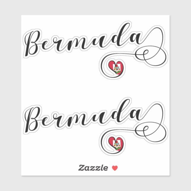 Bermuda Flag In Heart Sticker (Sheet)