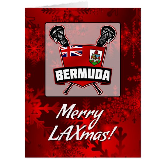 Bermuda Flag Lacrosse Shield Christmas Card (Front)