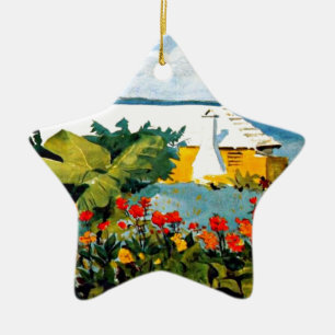 Bermuda - Flower Garden and Bungalow Ceramic Ornament