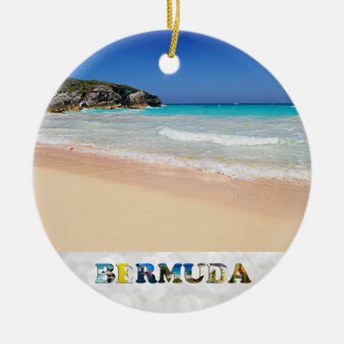 Bermuda Horseshoe Bay Pink Sand Beach Christmas Ceramic Ornament
