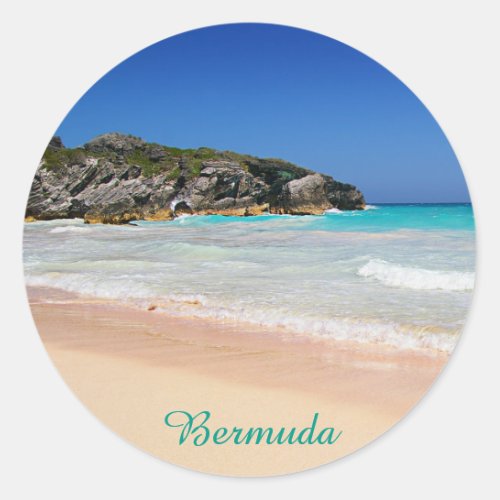 Bermuda Horseshoe Bay Pink Sand Beach Photo Classic Round Sticker