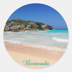 Bermuda Horseshoe Bay Pink Sand Beach Photo Classic Round Sticker