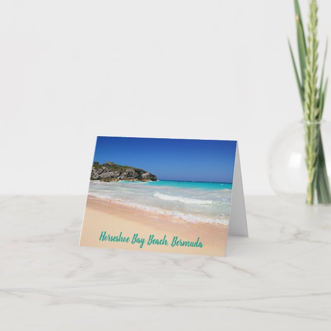Bermuda Horseshoe Bay Pink Sand Beach Photo Note Card (Front)