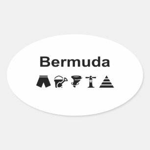 Bermuda Icons Monotone Light-Color Oval Sticker