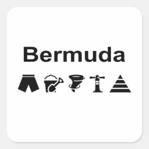 Bermuda Icons Monotone Light-Color Square Sticker