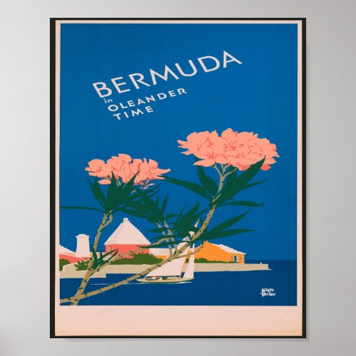 Bermuda in Oleander Time Vintage Travel Poster