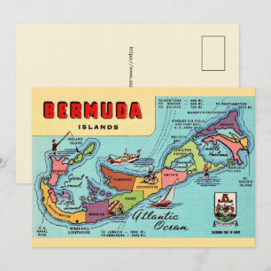 Bermuda Island 5x7 Map Postcard