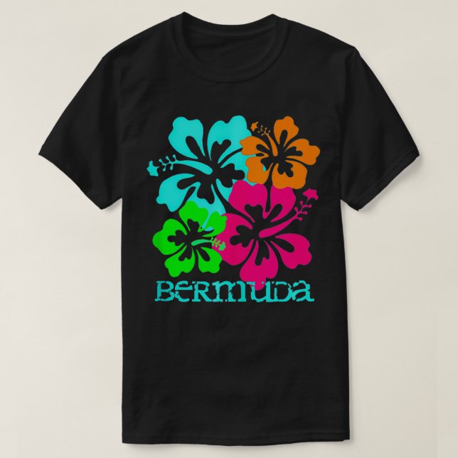 Bermuda Island Beach Tropical Hibiscus Travel Surf T-Shirt (Design Front)