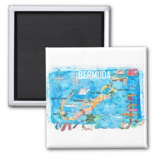 Bermuda Island Travel Poster Favorite Tourist Map_ Magnet