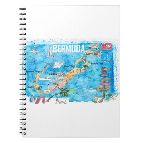 Bermuda Island Travel Poster Favorite Tourist Map_ Notebook