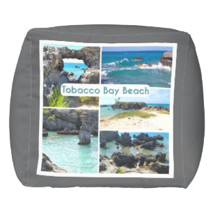 Bermuda Limestone Gray Pouf