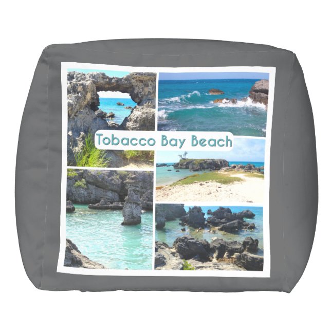 Bermuda Limestone Gray Pouf (Back)