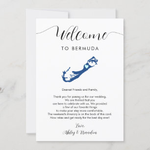 Bermuda Map Wedding Welcome Letter Itinerary Card