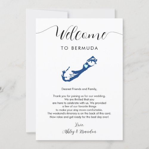 Bermuda Map Wedding Welcome Letter Itinerary Card