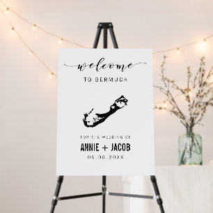 Bermuda Map Wedding Welcome Sign, Foam Board