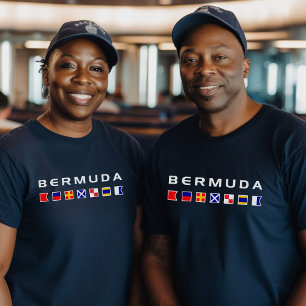 Bermuda Maritime Nautical Signal Flags Dark Color T-Shirt