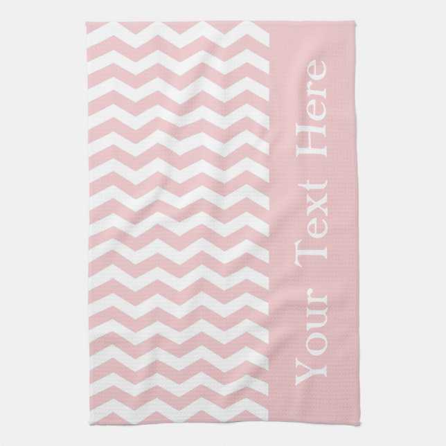 Bermuda Pink Wave Chevron customizable Kitchen Towel (Vertical)